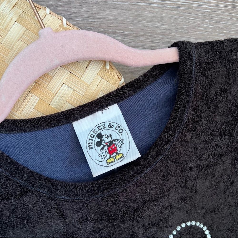 RARE vintage 1995 Mickey & Co little black velvet dress w/ rhinestone Disney - Picture 4 of 9